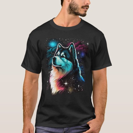 Outer Space Alaskan Malamute on Astronaut Alaskan T-shirt (Voorkant)