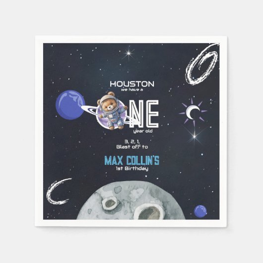 Outer Space Astronaut 1st Birthday Servet (Voorkant)