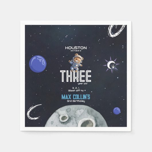 Outer Space Astronaut Any Age Birthday Servet (Voorkant)