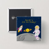 Outer Space Astronaut Birthday Button (Voorkant /achterkant)