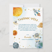 Outer Space Astronaut Birthday Party Bedankkaart (Voorkant)