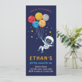 Outer Space Astronaut Boy First Birthday Kaart (Staand voorkant)