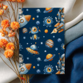 Outer Space Astronaut Cat Blast Off 1st Birthday Kaart