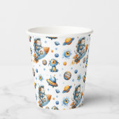 Outer Space Astronaut Cat Festive Galaxy Pattern Papieren Bekers (Achterkant)