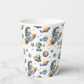 Outer Space Astronaut Cat Festive Galaxy Pattern Papieren Bekers (Rechts)