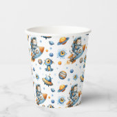 Outer Space Astronaut Cat Festive Galaxy Pattern Papieren Bekers (Voorkant)