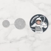 Outer Space Astronaut Fotojongen Verjaardag Confetti (Achterkanten)