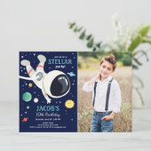 Outer Space Astronaut Planets Galaxy Boy Verjaarda Kaart (Staand voorkant)