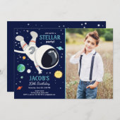 Outer Space Astronaut Planets Galaxy Boy Verjaarda Kaart (Voorkant / Achterkant)