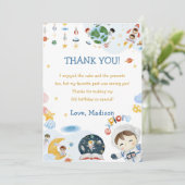 Outer Space Astronaut Verjaardag Dank je kaart (Staand voorkant)