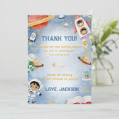 Outer Space Astronaut Verjaardag Dank je kaart (Staand voorkant)