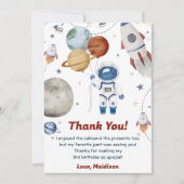 Outer Space Astronaut Verjaardag Dank je kaart (Voorkant)