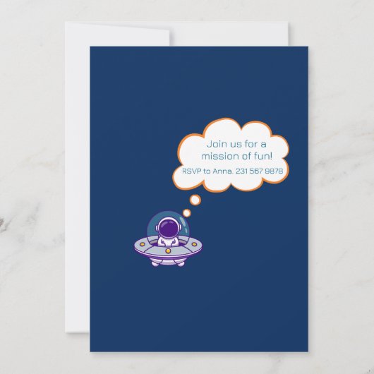 Outer Space Astronaut verjaardagsfeestje uitnodigi Kaart (Achterkant)