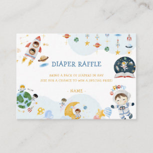 Outer Space Baby shower Luier Raffle Informatiekaartje
