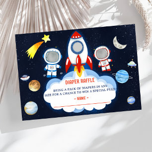 Outer Space Baby shower Luier Raffle Ticket ENCL Informatiekaartje