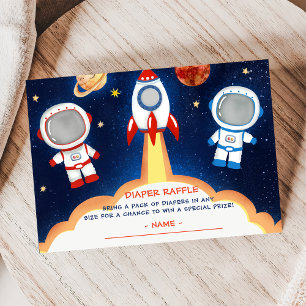 Outer Space Baby shower Luier Raffle Ticket ENCL Informatiekaartje