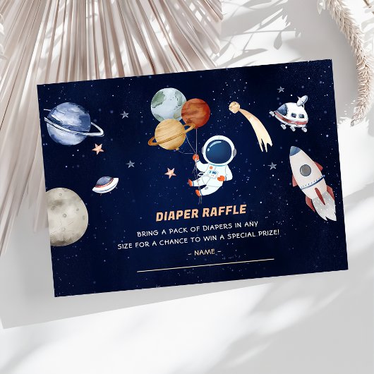 Outer Space Baby shower Luier Raffle Ticket ENCL Informatiekaartje