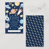 Outer Space Baby shower Luier Raffle Ticket Informatiekaartje (Voorkant / Achterkant)