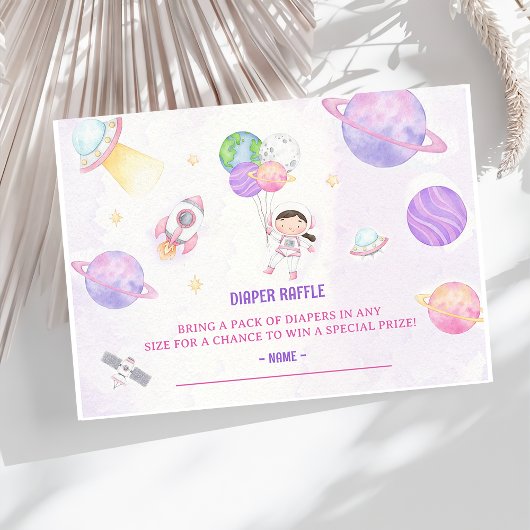 Outer Space Baby shower Luier Raffle Ticket Informatiekaartje
