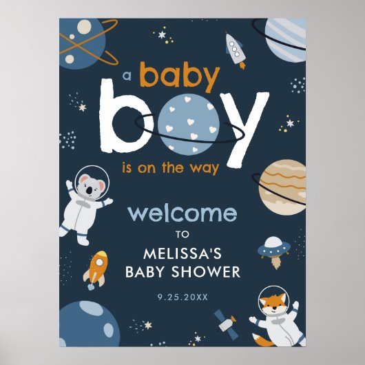 Outer Space Baby shower Welkomstbord Poster (Voorkant)