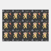 Outer Space Birthday Astronaut Name Age Foto Inpakpapier Vel (Voorkant 2)
