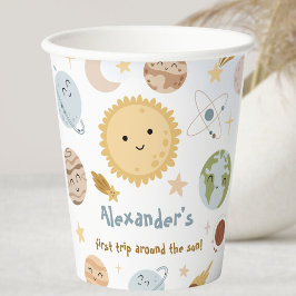 Outer Space Birthday First Trip Birthday Paper Papieren Bekers