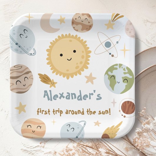 Outer Space Birthday First Trip Birthday Papieren Bordje