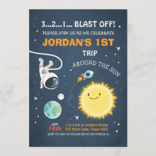 Outer Space Birthday Invitation Rocket Astronaut Kaart