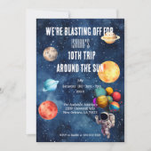 Outer Space Boy 10th Trip Around the Sun Birthday Kaart (Voorkant)