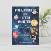 Outer Space Boy 10th Trip Around the Sun Birthday Kaart (Staand voorkant)