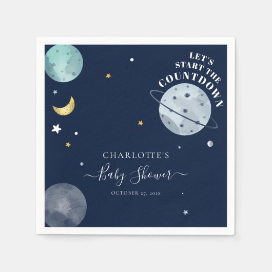 Outer Space Boy Baby shower Papier Servet (Voorkant)
