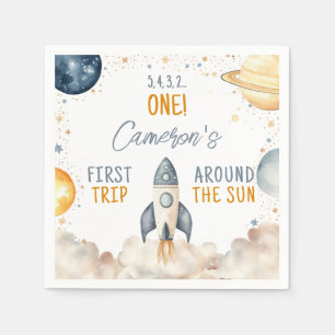Outer Space Boy Eerste Verjaardag Servet