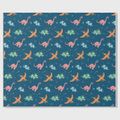 Outer Space Dinosaur Holiday Kerstmis Cadeaupapier (Vlak)