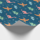 Outer Space Dinosaur Holiday Kerstmis Cadeaupapier (Hoek)