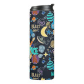 Outer Space Doodle Patroon Gepersonaliseerde naam Thermosbeker (Gedraaid links)