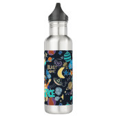 Outer Space Doodle Patroon Gepersonaliseerde naam Waterfles (Links)