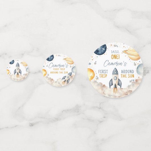 Outer Space Eerste reis rond de Sun Boy verjaardag Confetti (Voorkanten)