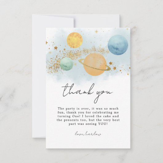 Outer Space Eerste reis rond de zon Dank u kaart (Voorkant)