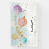 Outer Space Eerste reis rond de zon Verjaardag Spandoek (Verticaal)