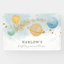 Outer Space Eerste reis rond de zon Verjaardag Spandoek