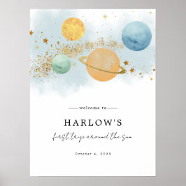 Outer Space Eerste reis rond de zon Welkomstbord Poster