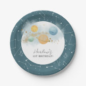 Outer Space Eerste reis rond zon Verjaardag Papieren Bordje (Voorkant)