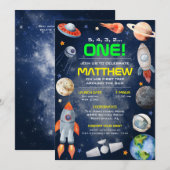 Outer Space First Birthday Invitation (Devant / Derrière)