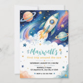 Outer Space First Birthday Invitation (Devant)