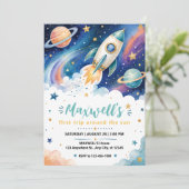 Outer Space First Birthday Invitation (Debout devant)