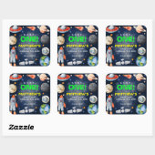 Outer Space First Birthday Vierkante Sticker (Vel)