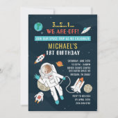 Outer Space Future Astronaut 1st Birthday Foto Kaart (Voorkant)
