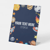 Outer Space Galaxy Aangepaste Tekst Tafel Partij T Reclamebord Met Voetstuk (Voorkant)