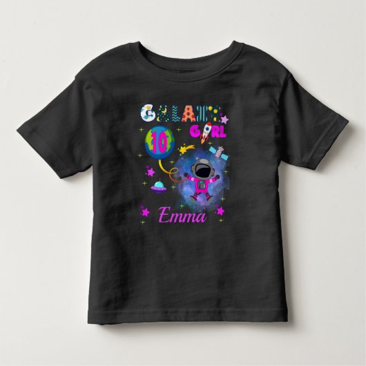 Outer Space Galaxy Girl Birthday Party Kinder Shirts (Voorkant)