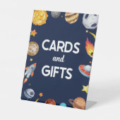 Outer Space Galaxy Kaarten en geschenken Party Sig Reclamebord Met Voetstuk (Voorkant)